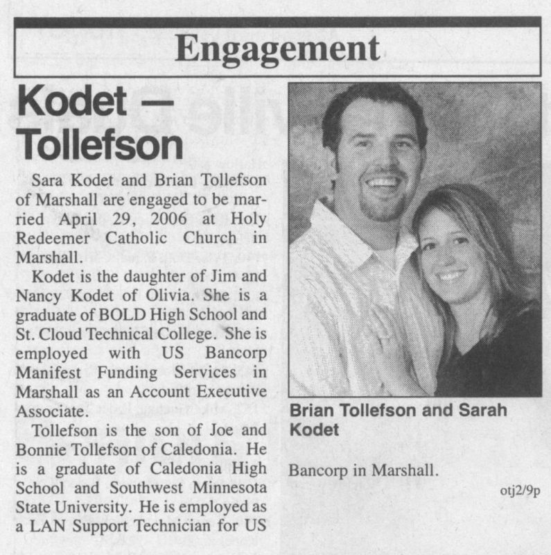 2/9/2006 Olivia Times-Journal: Sara Kodet