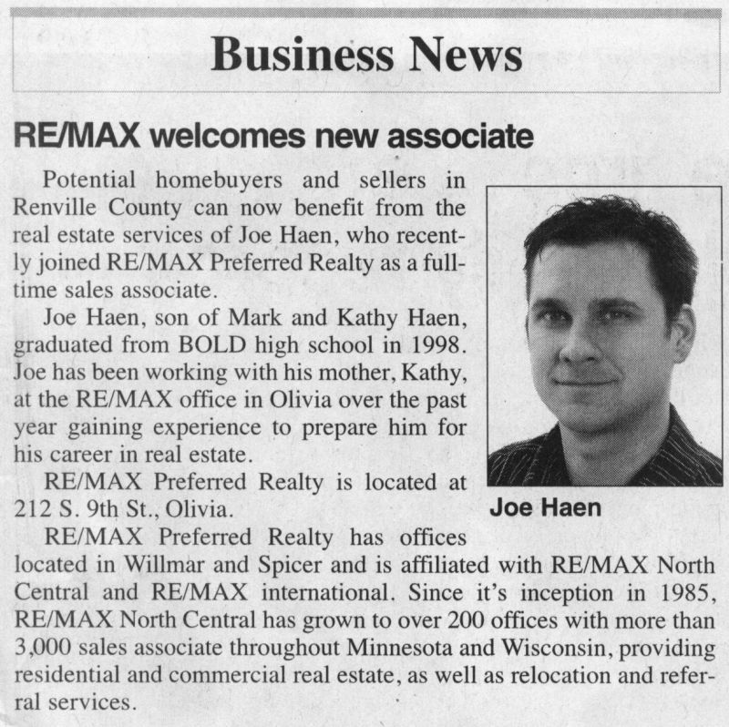 2/22/2007 Olivia Times-Journal: Joe Haen