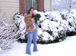 Mav & mom enjoying a fun snowy morning