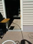 LMR-600 uncoiled and connected to radio in van for testing